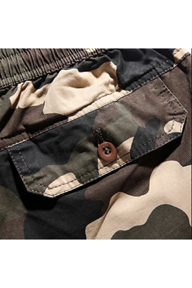 Summer's Classic Camouflage Printed Drawstring Waist Casual Pants
