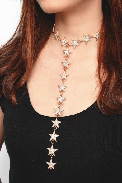 New Arrival Fashion Glitter Star Design Long Necklace