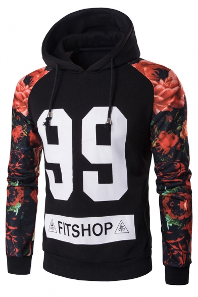 Fashion Floral Pattern Long Sleeve Casual Sports Unisex Hoodie