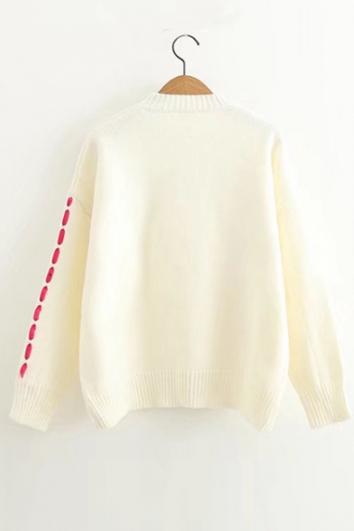 New Arrival Color Block Long Sleeve Round Neck Pullover Sweater