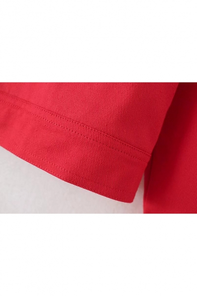 Chic Zip Pocket Lapel Collar Long Sleeve Basic Plain Denim Jacket