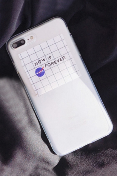 Plaid NASA Logo Graphic Printed Sheer Soft Case for iPhone