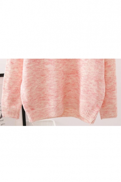 Fashion Round Neck Long Sleeve Plain Pullover Sweater