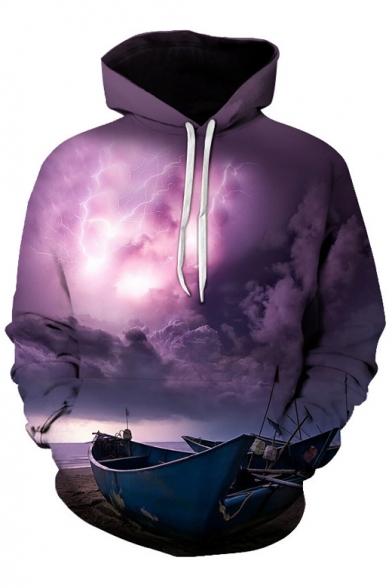 Hot Fashion Digital Boat Pattern Casual Leisure Hoodie for Couple
