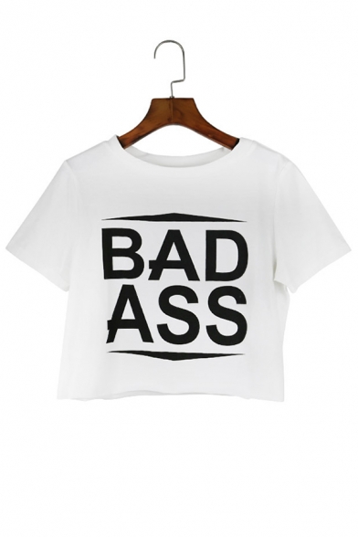 Summer's New Trendy Fashion Letter Pattern Short Sleeve Sexy Cropped T-Shirt
