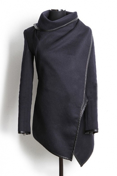 New Arrival Fashion High Neck Long Sleeve Simple Plain Coat