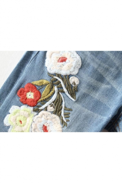 Fashion Embroidery Floral Skinny Jeans
