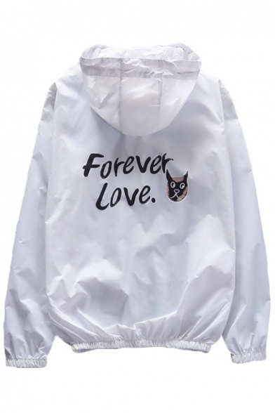 Lovey Forever Love Dog and Bone Graphic Printed Hooded Long Sleeve Sun-Proof Coat