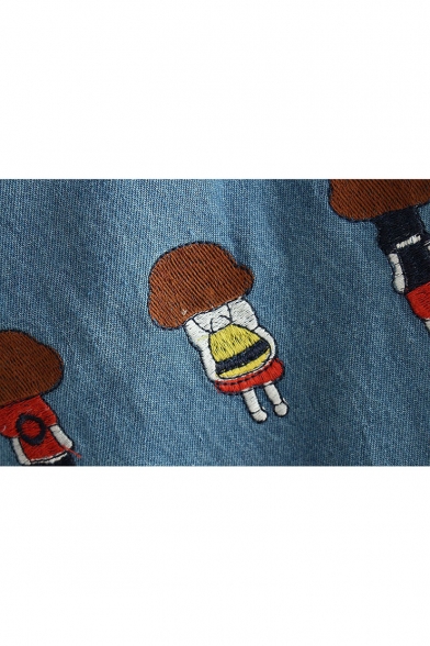 Fashion Embroidery Cartoon pattern Elastic Waist Jeans
