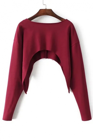 Chic Off The Shoulder Long Sleeve Plain Sexy Cropped Sweatshirt