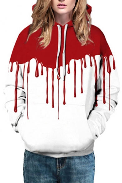 Fashion Digital Blood Printed Casual Leisure Hoodie for Couple