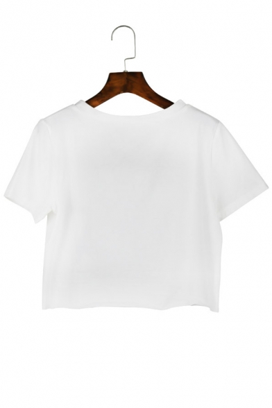 Summer's New Trendy Fashion Letter Pattern Short Sleeve Sexy Cropped T-Shirt