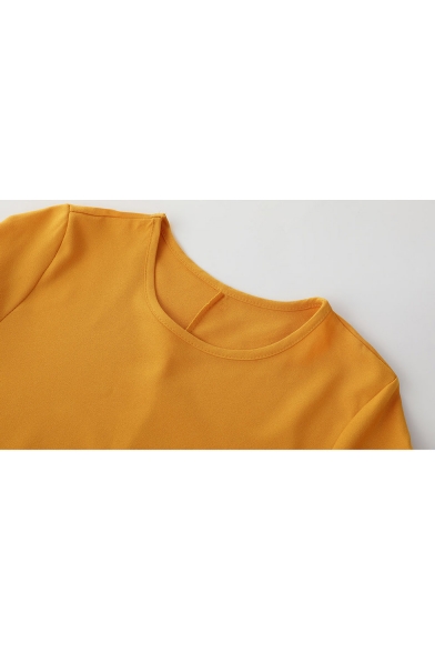 Basic Plain Round Neck Half Sleeve Casual Leisure Mini T-Shirt Dress