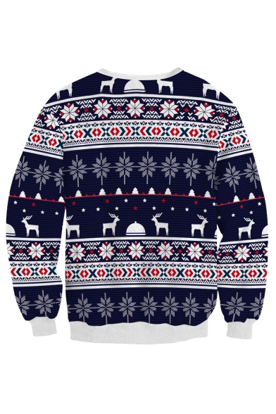 Hot Fashion Fake Two-Piece Christmas Theme Pattern Long Sleeve Sports Sweatshirt