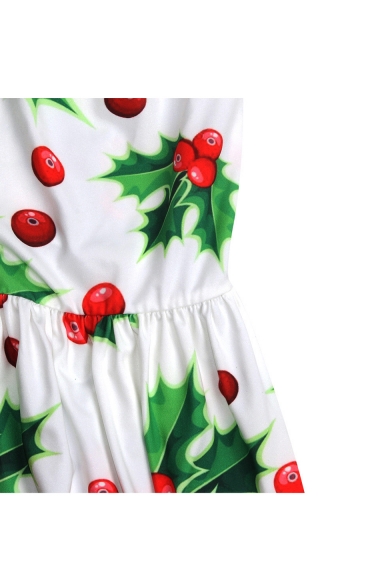 New Arrival Christmas Fruit Trees Pattern Long Sleeve Maxi Dress