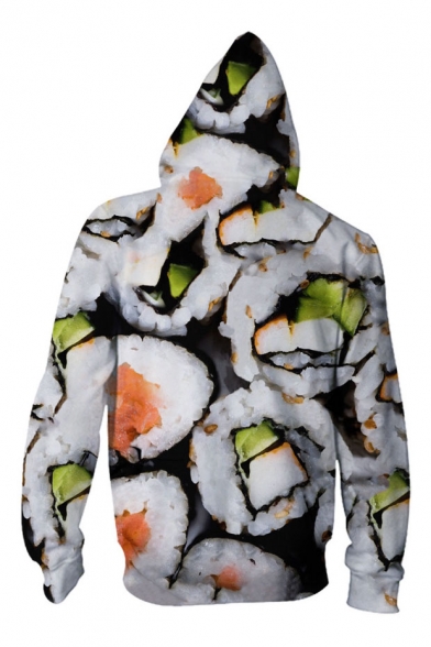 New Arrival Digital Sushi Pattern Long Sleeve Oversize Zip Up Hoodie