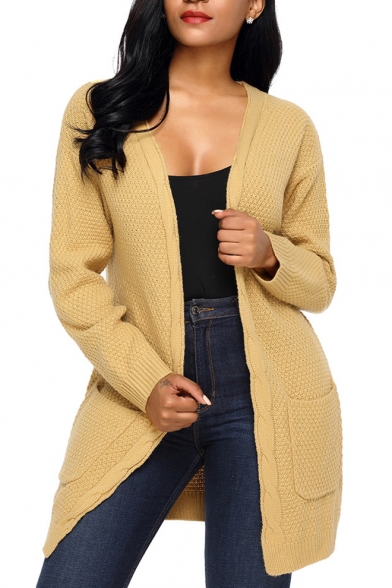 New Collection Basic Plain Cozy Long Sleeve Cardigan with Pockets