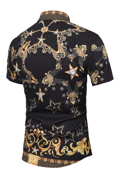 New Collection Casual Leisure Fashion Printed Lapel Collar Short Sleeve Shirt