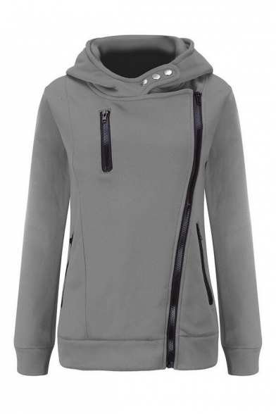 New Arrival Hot Fashion Basic Simple Plain Zip Up Side Slim Hoodie