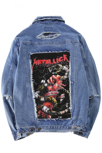 denim jacket with print on the back