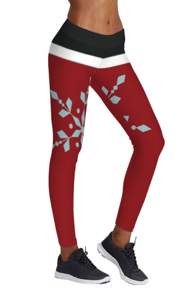 New Arrival Fashion Christmas Snowflake Printed Skinny Yoga Leggings