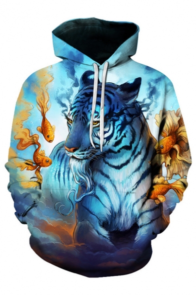 New Arrival 3D Colorful Tiger Pattern Long Sleeve Casual Leisure Hoodie