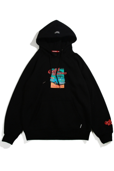 Hip Hop Style Truck Letter Graphic Pattern Long Sleeve Hoodie for Couple