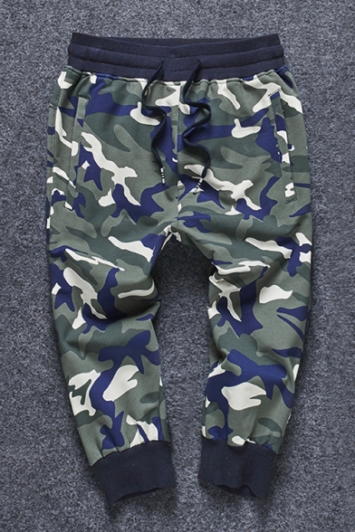 New Arrival Chic Camouflage Pattern Drawstring Waist Sports Oversize Pants