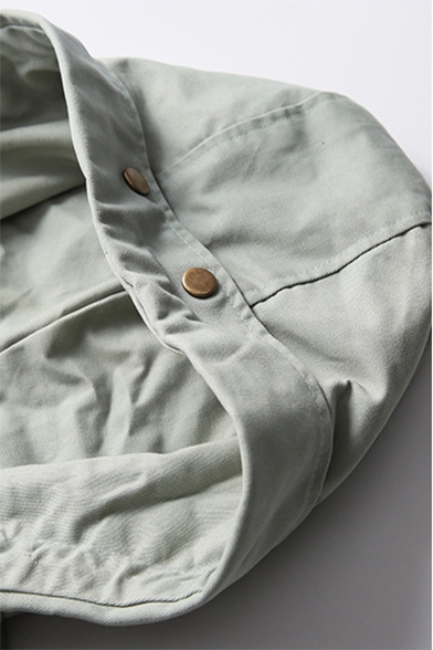 Basic Simple Plain Casual Comfort Hooded Long Sleeve Zip Up Coat
