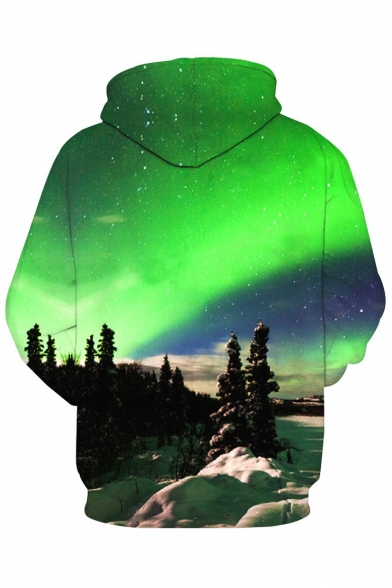New Fashion Casual Loose Sports Long Sleeve 3D Snow Scene Printed Hoodie with Pockets