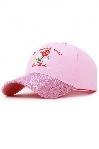 Fashion Floral Letter Embroidered Sequined Outdoor Baseball Cap