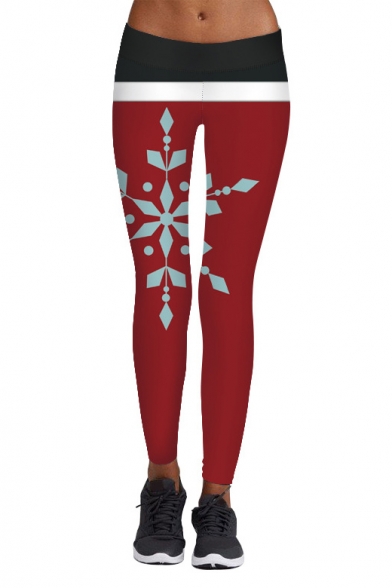 New Arrival Fashion Christmas Snowflake Printed Skinny Yoga Leggings