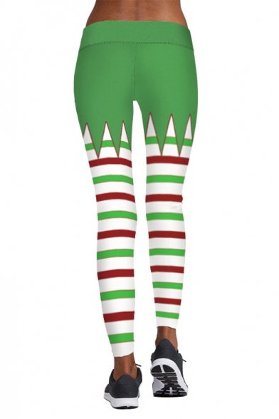 New Collection Fashion Striped Printed Christmas Theme Yoga Leggings