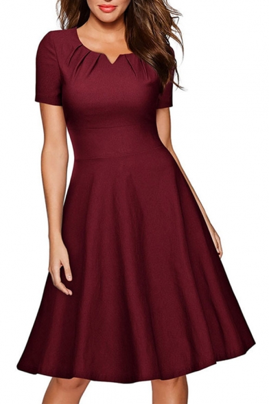 maroon short sleeve dress