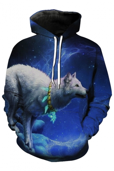 3D Arctic Wolf Printed Long Sleeve Sports Unisex Casual Oversize Hoodie with Pockets