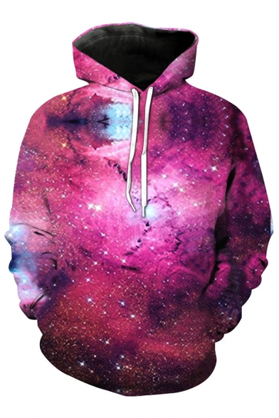 3D Cool Galaxy Pattern Long Sleeve Loose Leisure Unisex Hoodie with Pockets