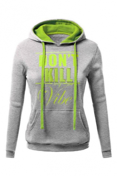 Casual Long Sleeve Fashion Color Block Letter Print Hoodie