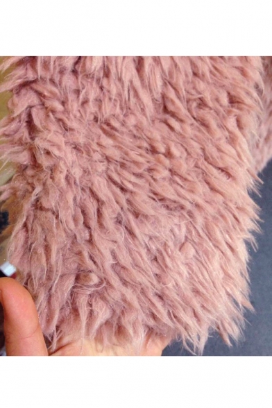 Winter's Hot Fashion Basic Plain Notched Lapel Collar Long Sleeve Fur Coat
