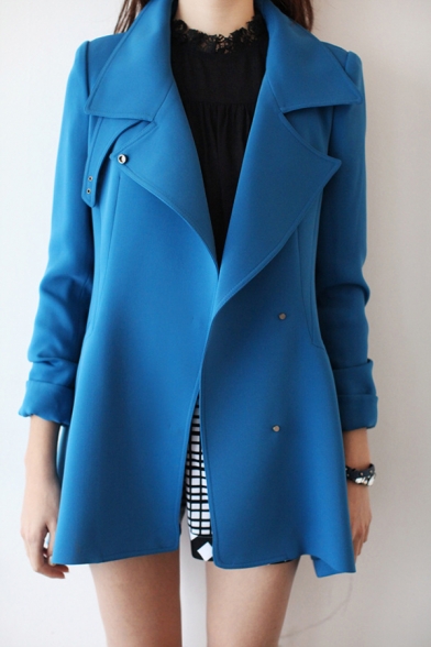 New Arrival Basic Simple Plain Notched Lapel Collar Fashion Trench Coat
