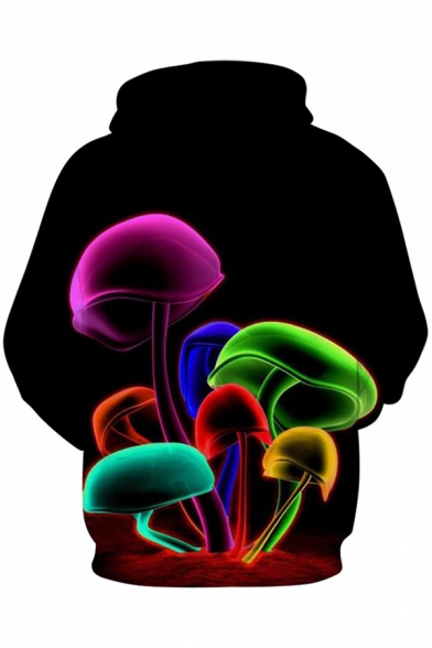 Fashion Digital Colorful Mushroom Pattern Long Sleeve Casual Sports Hoodie