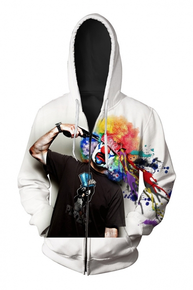New Arrival 3D Clown Pattern Long Sleeve Casual Oversize Zip Up Hoodie