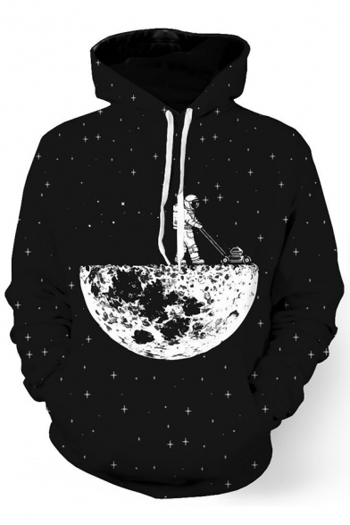 New Arrival Hot Fashion Space Man Printed Long Sleeve Casual Hoodie