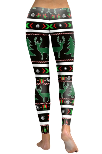 New Stylish Christmas Elk Snowflake Pattern Leisure Skinny Leggings