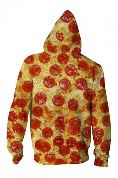 Fashion Digital Pizza Pattern Oversize Loose Long Sleeve Unisex Zip Up Hoodie