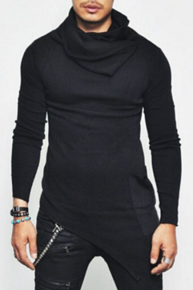 Hot Fashion Simple Plain Turtle Neck Long Sleeve Slim Pullover Sweatshirt