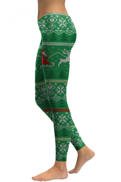 Fashion Christmas Santa Claus Pattern Leisure Sports Skinny Leggings