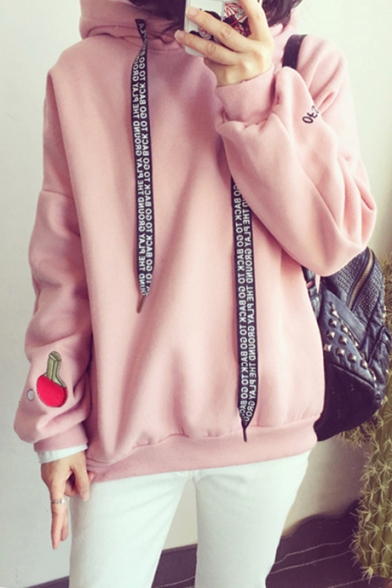Fashion Letter Ribbons Long Sleeve Casual Loose Sports Hoodie