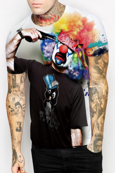 Hot Popular Digital Painted Clown Printed Short Sleeve Round Neck T-Shirt