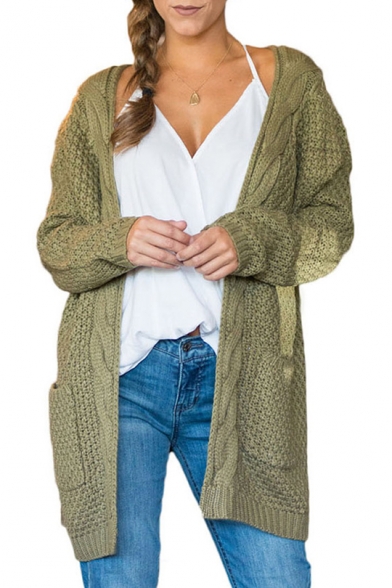 New Collection Basic Plain Cozy Long Sleeve Cardigan with Pockets
