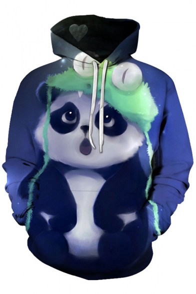 New Trendy Cute Cartoon Little Panda Print Long Sleeve Sports Unisex Hoodie